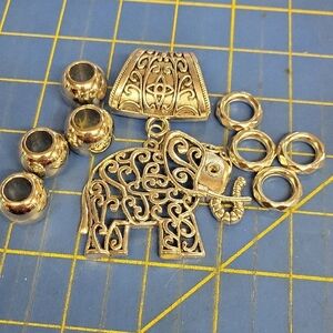 Large Elephant Scarf Bail Silver bail pendant, ring w added Beads